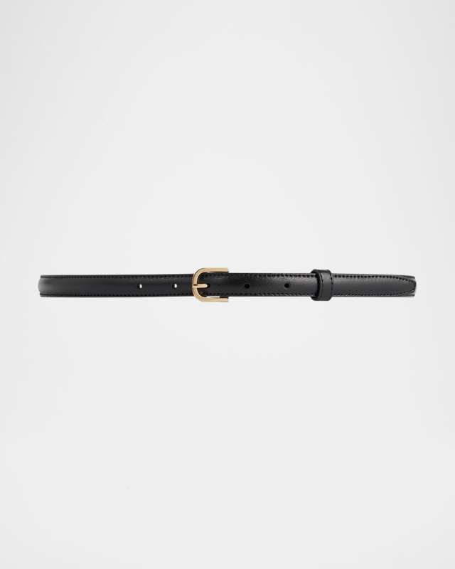 Buckle Leather Skinny Belt